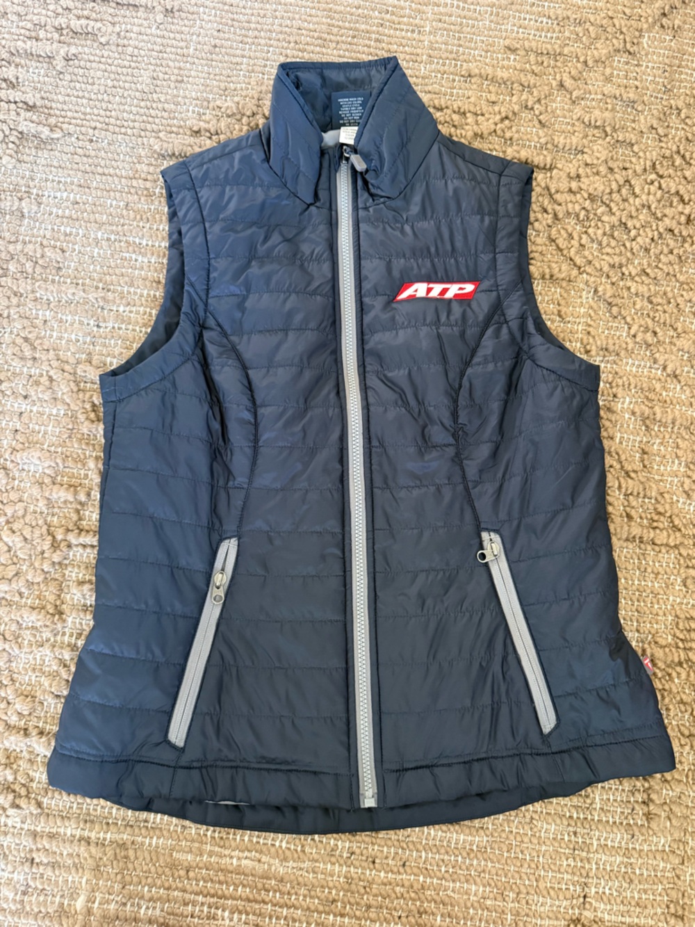 Charles River Apparel Navy Puffer Vest with Gray Trim